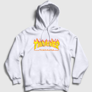 Logo Trasher Kapşonlu Sweatshirt beyaz