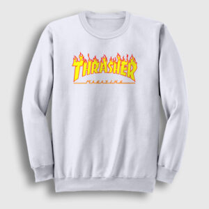 Logo Trasher Sweatshirt beyaz