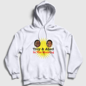 Logo Troy And Abed In The Morning Kapşonlu Sweatshirt beyaz