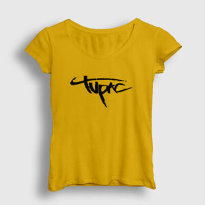 Logo Tupac Shakur Kadın Tişört sarı
