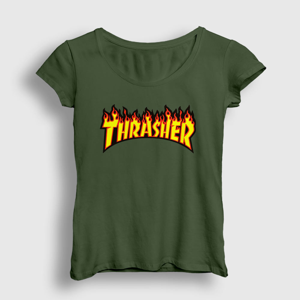 Logo V1 Thrasher Kadın Tişört