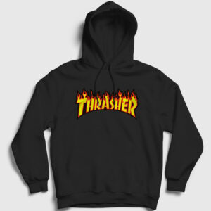 Logo V1 Trasher Kapşonlu Sweatshirt siyah