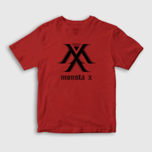 Logo V2 K-Pop Monsta X Çocuk Tişört kırmızı