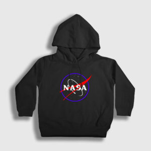 Logo V2 Nasa Space Uzay Çocuk Kapşonlu Sweatshirt siyah