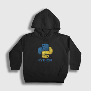 Logo V2 Python Developer Yazılımcı Çocuk Kapşonlu Sweatshirt siyah