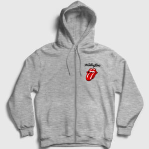 Logo V2 The Rolling Stones Fermuarlı Kapşonlu Sweatshirt gri kırçıllı