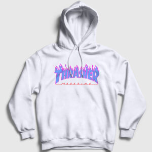 Logo V2 Trasher Kapşonlu Sweatshirt beyaz