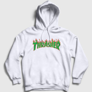 Logo V4 Trasher Kapşonlu Sweatshirt beyaz