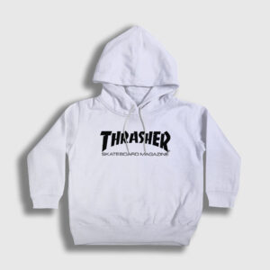 Logo V5 Trasher Çocuk Kapşonlu Sweatshirt beyaz