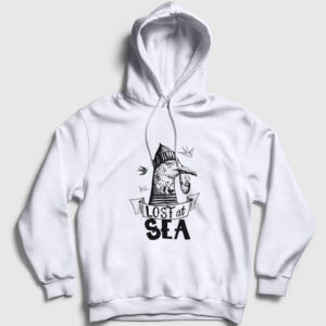 Lost At Sea Seagull Martı Kapşonlu Sweatshirt beyaz