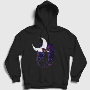 Luna Kedi Kedili Sailor Moon Ay Savaşçısı Kapşonlu Sweatshirt siyah