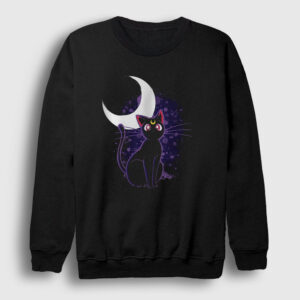 Luna Kedi Kedili Sailor Moon Ay Savaşçısı Sweatshirt siyah