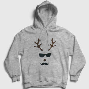 Male Deer Yılbaşı Kapşonlu Sweatshirt gri kırçıllı