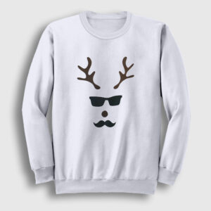 Male Deer Yılbaşı Sweatshirt beyaz