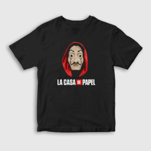Mask La Casa De Papel Çocuk Tişört siyah