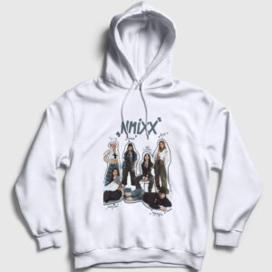 Members K-Pop Nmixx Kapşonlu Sweatshirt beyaz