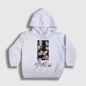 Members Stray Kids Çocuk Kapşonlu Sweatshirt beyaz