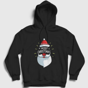 Merry Christmas Noel Baba Santa Claus Yılbaşı Kapşonlu Sweatshirt siyah