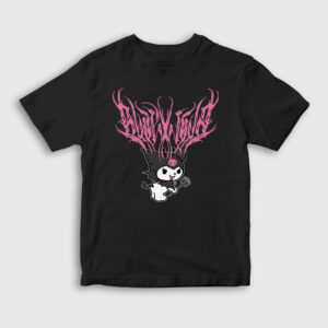 Metal Müzik Kurami Kuromi Çocuk Tişört siyah