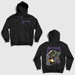 Metallica V2 Cincinnati Sırt Baskılı Fermuarlı Kapşonlu Sweatshirt