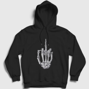 Middle Finger Skeletal Parmak İskelet Kapşonlu Sweatshirt