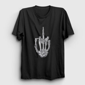 Middle Finger Skeletal Parmak İskelet Tişört siyah