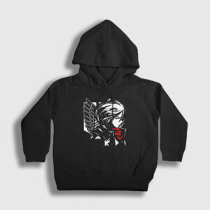 Mikasa Anime Attack On Titan Çocuk Kapşonlu Sweatshirt siyah