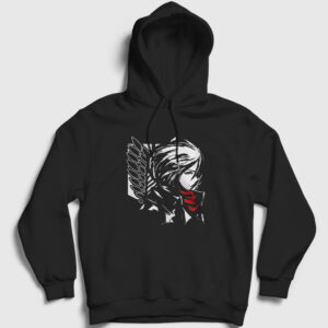 Mikasa Anime Attack On Titan Kapşonlu Sweatshirt siyah