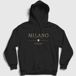 Milano Italya Italy Italia Kapşonlu Sweatshirt siyah