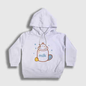 Milk Mölang Piu Piu Molang Çocuk Kapşonlu Sweatshirt beyaz