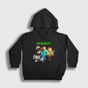 Miners Minecraft Çocuk Kapşonlu Sweatshirt siyah