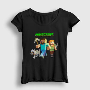 Miners Minecraft Kadın Tişört siyah