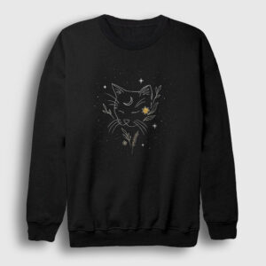 Moon Cat Space Uzay Sweatshirt siyah