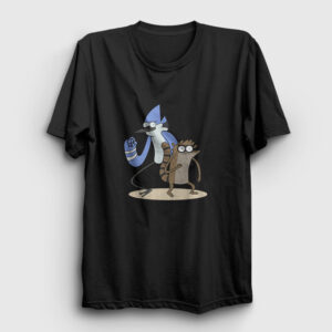 Mordecai And Rigby Regular Show Tişört siyah