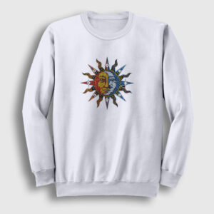 Mosaic Sun Moon Güneş Ay Sweatshirt beyaz