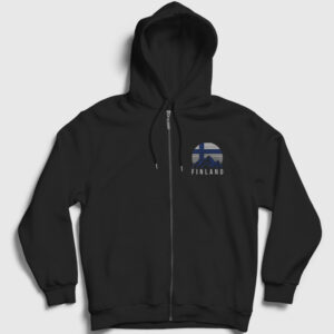 Mountain Finland Finlandiya Fermuarlı Kapşonlu Sweatshirt siyah
