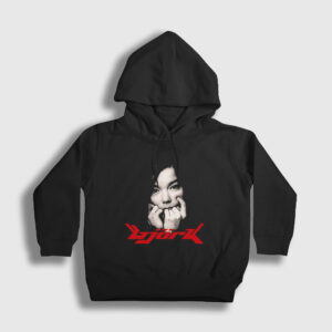 Müzik V2 Björk Çocuk Kapşonlu Sweatshirt siyah