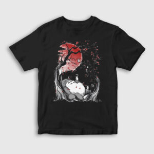 My Neighbor Totoro Moon Çocuk Tişört siyah
