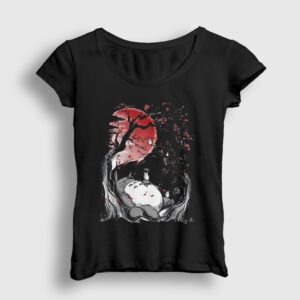 My Neighbor Totoro Moon Kadın Tişört siyah