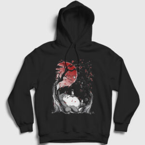 My Neighbor Totoro Moon Kapşonlu Sweatshirt siyah