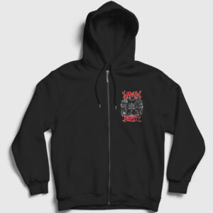 Napalm Death Fermuarlı Kapşonlu Sweatshirt siyah