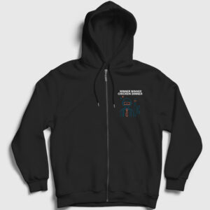 Neon Pubg Fermuarlı Kapşonlu Sweatshirt siyah
