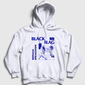 Nervous Breakdown Black Flag Kapşonlu Sweatshirt beyaz