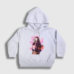 Nezuko Kamado Anime Demon Slayer Kimetsu No Yaiba Çocuk Kapşonlu Sweatshirt beyaz