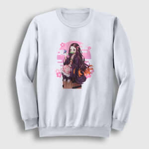 Nezuko Kamado Anime Demon Slayer Kimetsu No Yaiba Sweatshirt beyaz