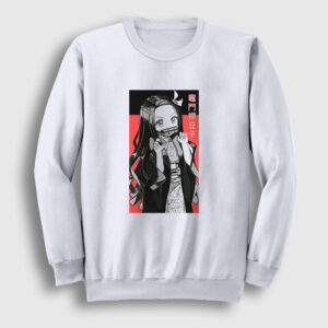 Nezuko Kamado V3 Anime Demon Slayer Kimetsu No Yaiba Sweatshirt beyaz