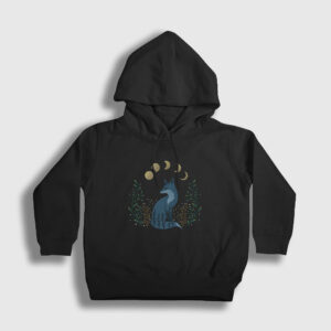 Night Fox Tilki Çocuk Kapşonlu Sweatshirt siyah