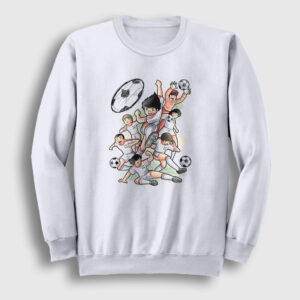 Niupi Futbol Anime Kaptan Captain Tsubasa Sweatshirt beyaz