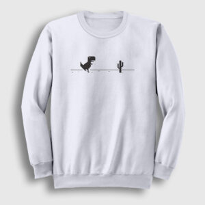 No Internet Dinosaur Dinozor Sweatshirt beyaz