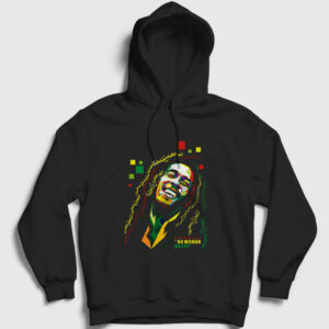 No Woman No Cry Bob Marley Kapşonlu Sweatshirt siyah